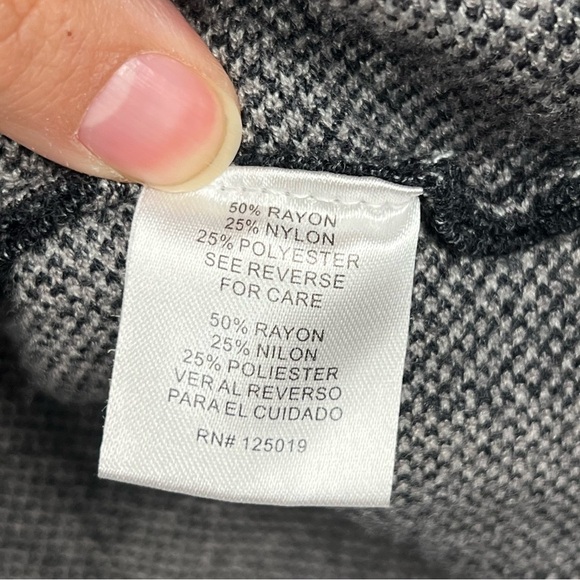 Joseph A. Plaid Turtleneck Sweater Black/Multi Long Dolman Sleeve Large - Picture 7 of 12